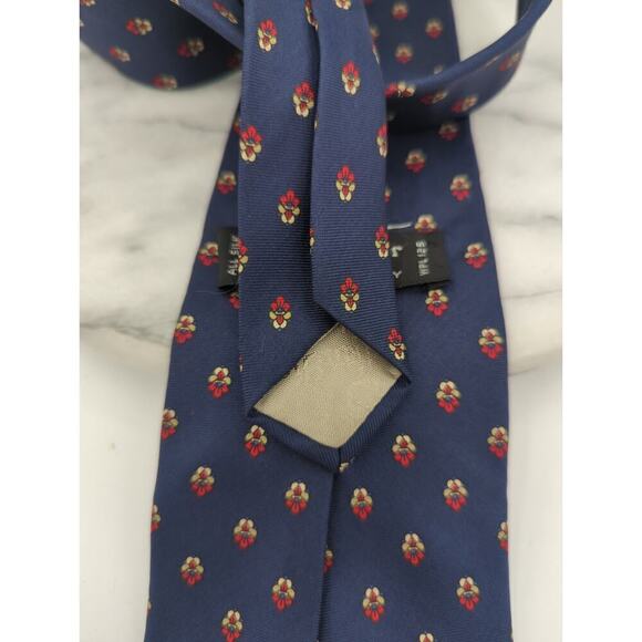 Vintage Christian Dior Neck Tie All Silk Blue Red Floral Made in the USA Work - Picture 5 of 6